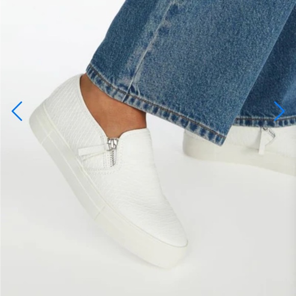 Courtney Platform Shoe Dazzle White Textured Slip-On Sneakers - Picture 2 of 8
